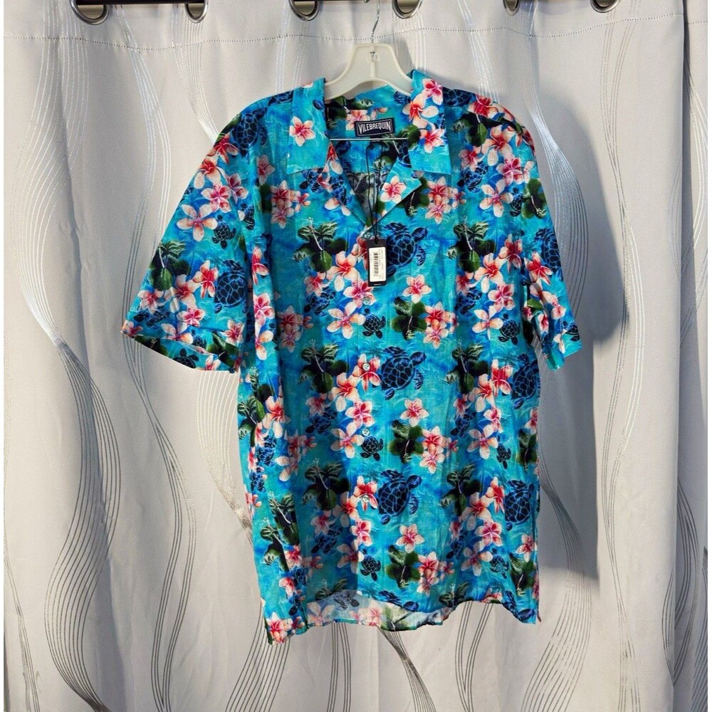 Vilebrequin Men's Floral Tropical Hawaiian Short Sleeve Button-Up Shirt 2XL